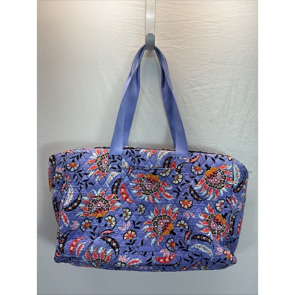 Vera Bradley Quilted Large Travel Duffel Gym Weekend Floral‎ Purple Mural Garden
